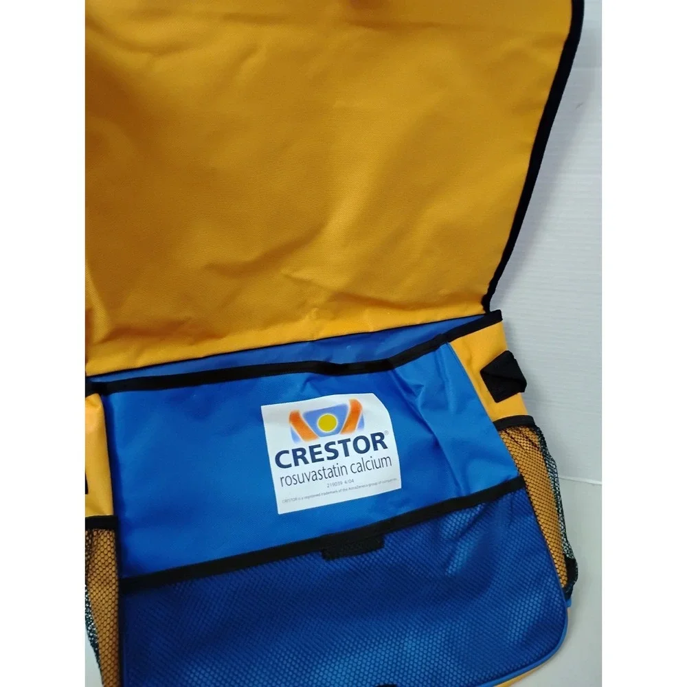 Crestor Blue Orange Messenger Bag Mesh Bottle Holder 16x13 AstraZeneca Pharm